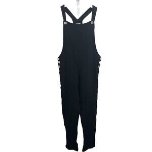 Lezat Cotton Gauze Overall Jumpsuit Womens Small Cropped Boho Black